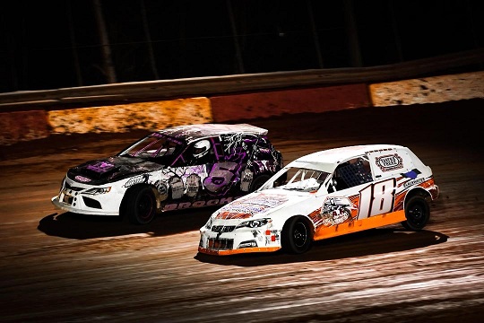 SCDRA front-wheel-drive cars racing on dirt